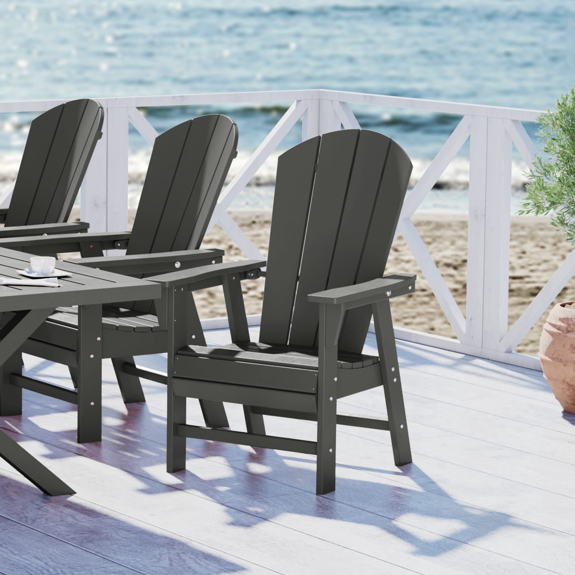 WestinTrends Malibu Adirondack Patio Dining Chairs, All-Weather Poly Lumber, Ergonomic Seat, 330-lb Capacity, Gray