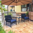 thumbnail image 1 of WestinTrends Melvi 3 Piece Wicker Patio Furniture Sets, All Weather PE Rattan Chair Bistro Set Outdoor Patio Conversation Set, Black and Navy, 1 of 7