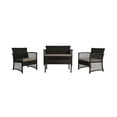 thumbnail image 1 of WestinTrends Melvi 4 Pieces Wicker Patio Furniture Sets, All Weather PE Rattan Wicker Chairs Loveseat Outdoor Seating Patio Conversation Sets with Tempered Smoked Glass Coffee Table, Coffee and Beige, 1 of 7