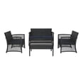 thumbnail image 1 of WestinTrends Melvi 4 Pieces Wicker Patio Furniture Sets, All Weather PE Rattan Wicker Chairs Loveseat Outdoor Seating Patio Conversation Sets with Tempered Smoked Glass Coffee Table, Black and Navy, 1 of 7