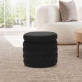 thumbnail image 1 of WestinTrends Mid-Century Modern Faux Sherpa Round Storage Ottoman, Black, 1 of 14