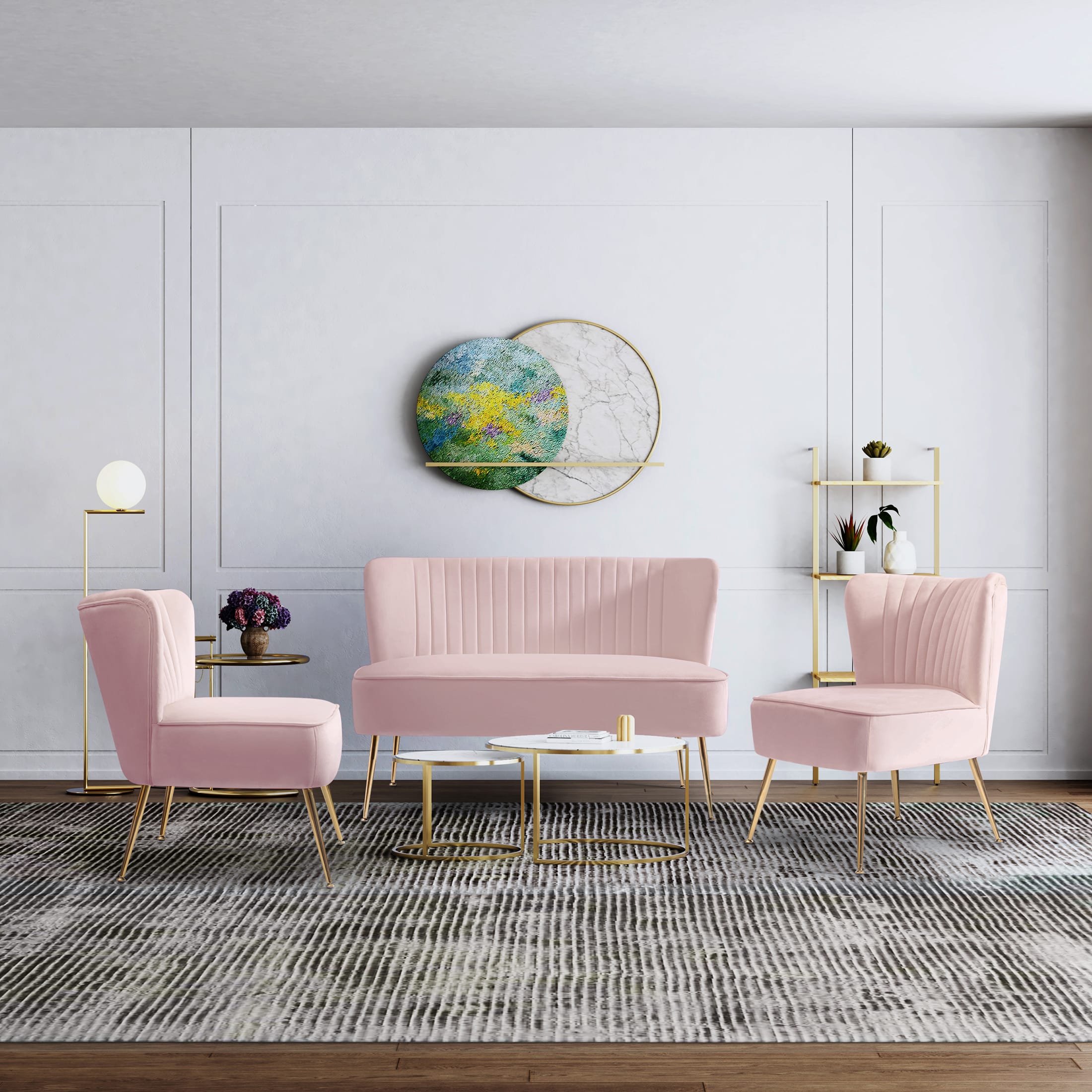 Flash Furniture Riverstone Implosion Velvet Loveseat and Sofa Set