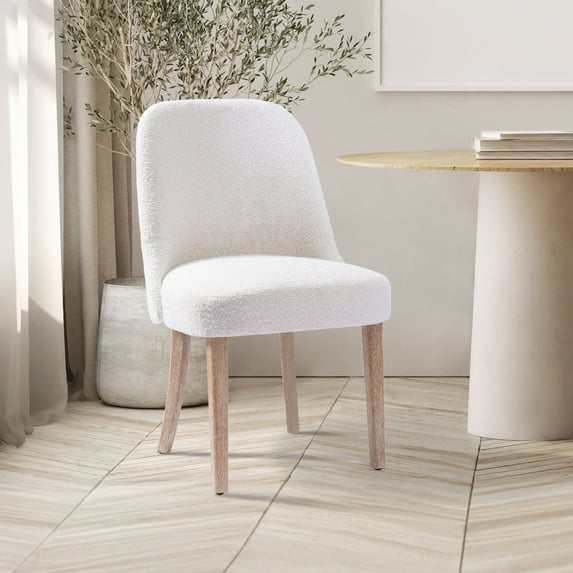 WestinTrends Genevieve Mid-Century Modern Curveback Boucle Dining chair set, Cream