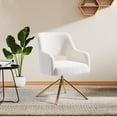 thumbnail image 1 of WestinTrends Mid-Century Modern Wide Boucle Swivel Accent Arm Chair, Cream, 1 of 13