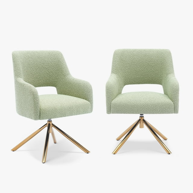WestinTrends Mid-Century Modern Wide Boucle Swivel Accent Arm Chair (Set of 2), Desert Sage