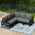 thumbnail image 1 of WestinTrends Montara 5-Piece Outdoor Patio Corner Sectional Sofa Conversation Set, Black/Gray, 1 of 15