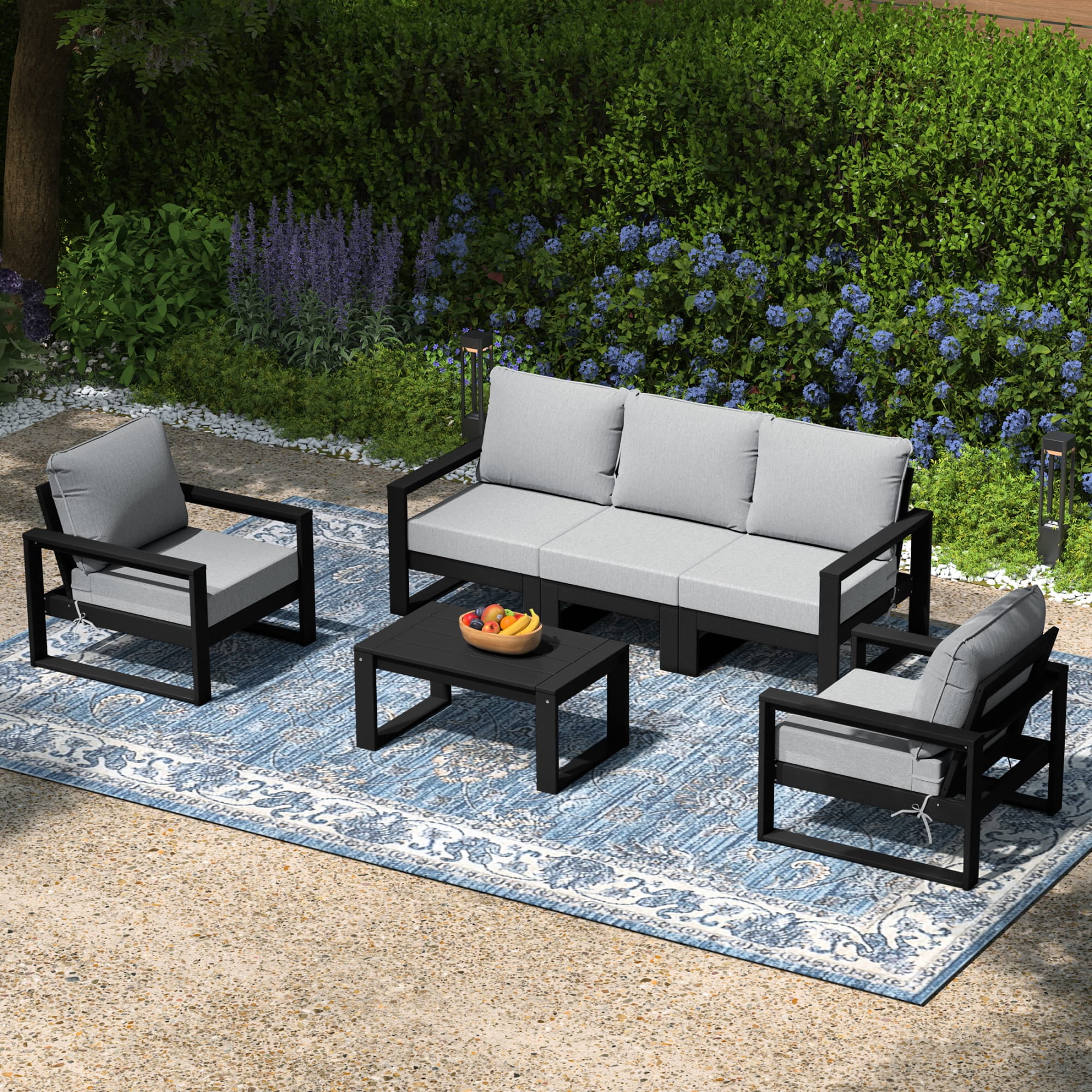 WestinTrends Montara 6-Piece Modern HDPE Outdoor Patio Furniture Sofa ...