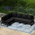 thumbnail image 1 of WestinTrends Montara 6-Piece Outdoor L-Shaped Patio Corner Sectional Sofa Conversation Set, Black/Black, 1 of 15