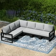 thumbnail image 1 of WestinTrends Montara 6-Piece Outdoor L-Shaped Patio Corner Sectional Sofa Conversation Set, Black/Light Gray, 1 of 15