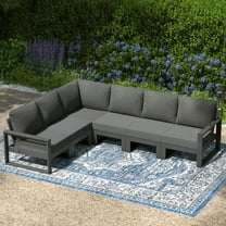 WestinTrends Montara 6-Piece Outdoor L-Shaped Patio Corner Sectional Sofa Conversation Set, Gray/Gray