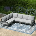 thumbnail image 1 of WestinTrends Montara 6-Piece Outdoor L-Shaped Patio Corner Sectional Sofa Conversation Set, Gray/Light Gray, 1 of 15