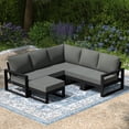 thumbnail image 1 of WestinTrends Montara 6-Piece Outdoor Patio Corner Sectional Sofa Conversation Set, Black/Gray, 1 of 15
