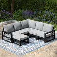 thumbnail image 1 of WestinTrends Montara 6-Piece Outdoor Patio Corner Sectional Sofa Conversation Set, Black/Light Gray, 1 of 15