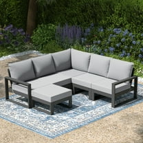 WestinTrends Montara 6-Piece Outdoor Patio Corner Sectional Sofa Conversation Set, Gray/Light Gray