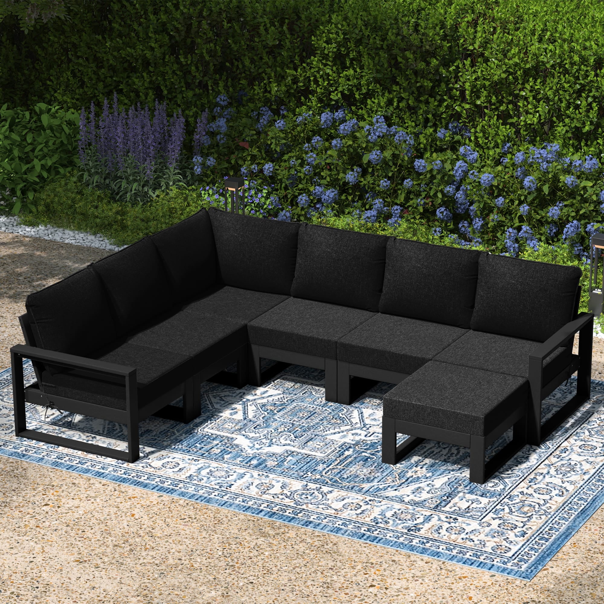 Black Patio Sectional Set