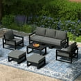 thumbnail image 1 of WestinTrends Montara 8-Piece Modern HDPE Outdoor Patio Furniture Conversation Set with Coffee Table and Ottomans, Gray, 1 of 15