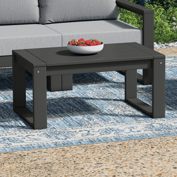 WestinTrends Montara Modern Outdoor HDPE Rectangle Patio Coffee Table, Gray