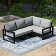 thumbnail image 1 of WestinTrends Montara Outdoor 4-Piece HDPE L-Shaped Modular Patio Sofa Furniture Set, Black/Light Gray, 1 of 15