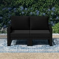 thumbnail image 1 of WestinTrends Montara Outdoor HDPE All-Weather Modern Patio Loveseat with Waterproof Cushions, Black/Black, 1 of 15