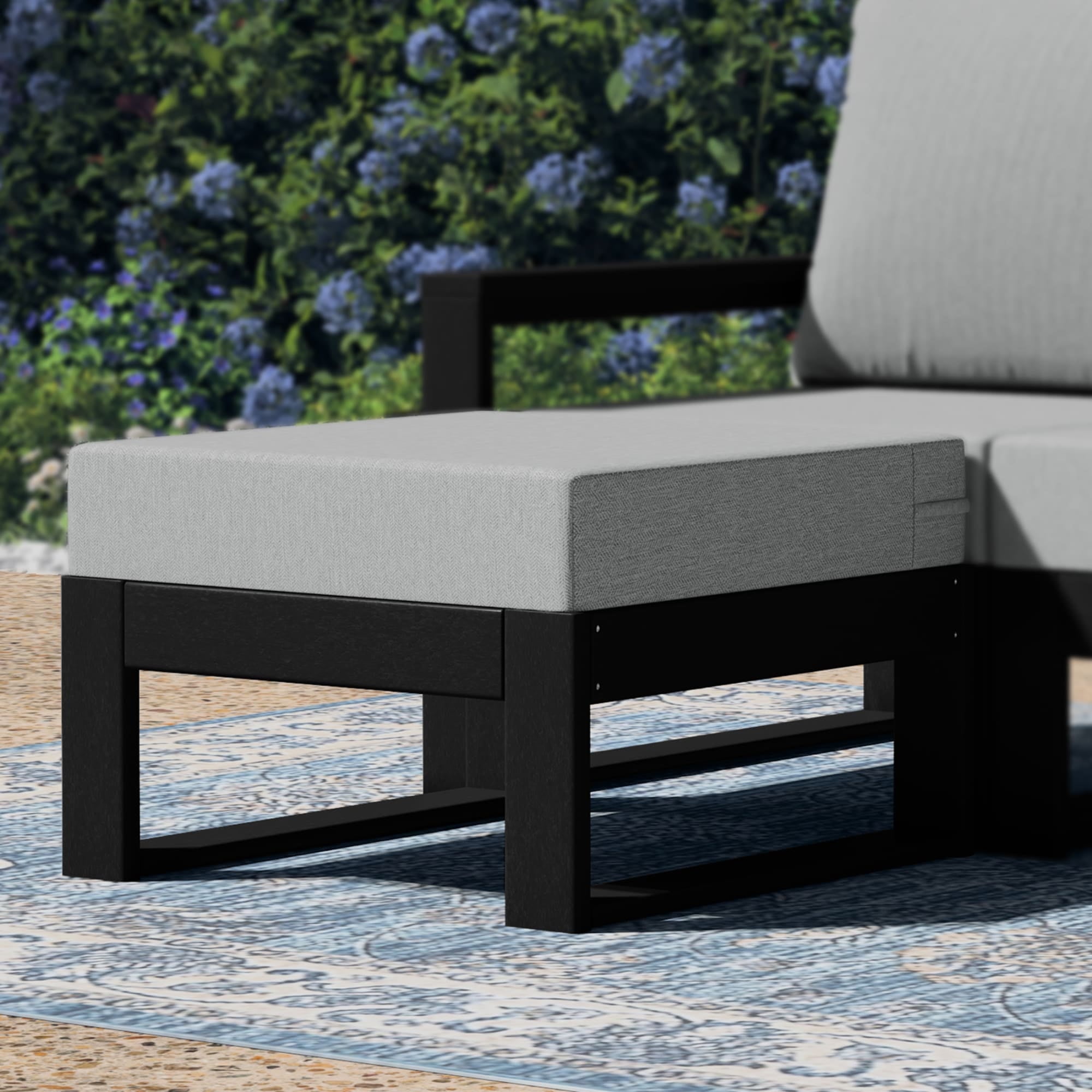 WestinTrends Montara Outdoor HDPE Patio Ottoman with Waterproof Olefin ...