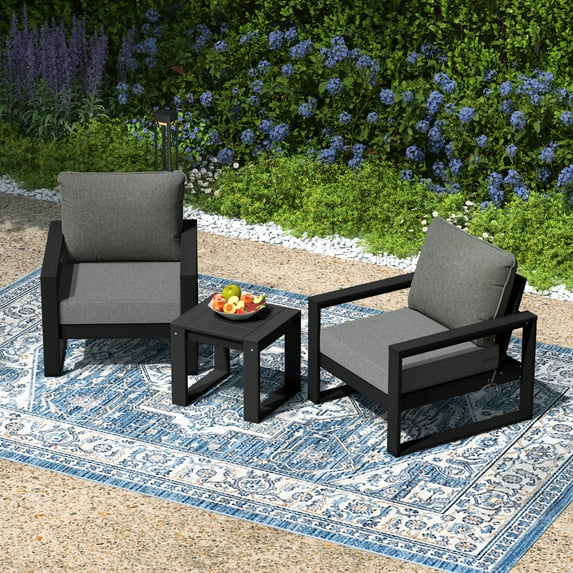 WestinTrends Montara Outdoor Modern 3-Piece HDPE Patio Sofa Set with Side Table, Gray