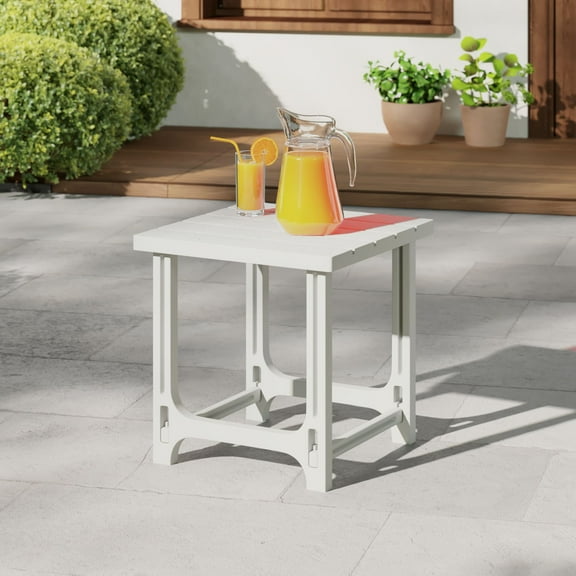 WestinTrends Outdoor 18" HDPE Square Adirondack Patio Side Table, White