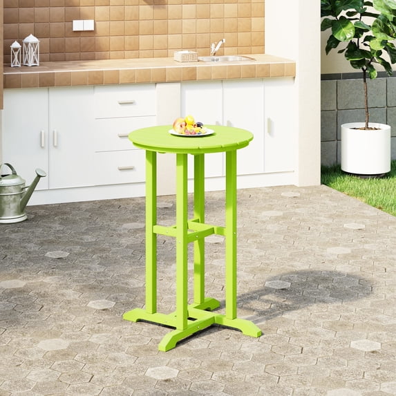 WestinTrends Outdoor 37" Counter Height HDPE Outdoo Bistro Bar Table, Lime