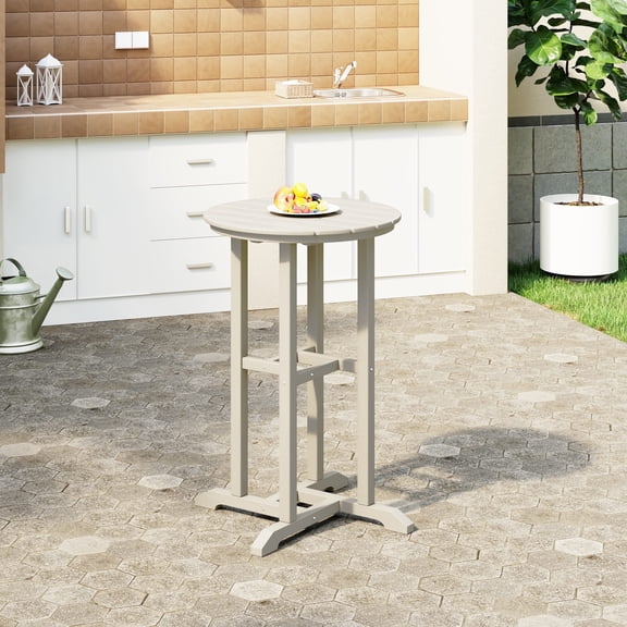 WestinTrends Outdoor 37" Counter Height HDPE Outdoo Bistro Bar Table, Sand