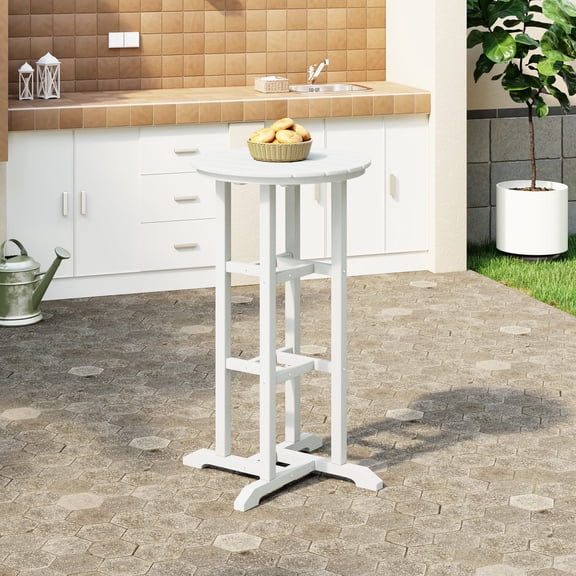 WestinTrends Outdoor 42" Height HDPE Outdoo Bistro Bar Table, White