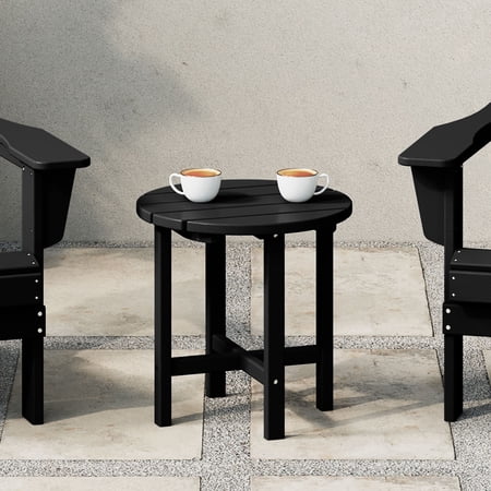 WestinTrends Malibu Outdoor Side Table – All-Weather Poly Lumber Adirondack Round Patio End Table, Black
