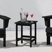 WestinTrends Outdoor Side Table, All Weather Poly Lumber Adirondack Small Patio Table Square End Table for Pool Balcony Deck Porch Lawn Backyard, Black