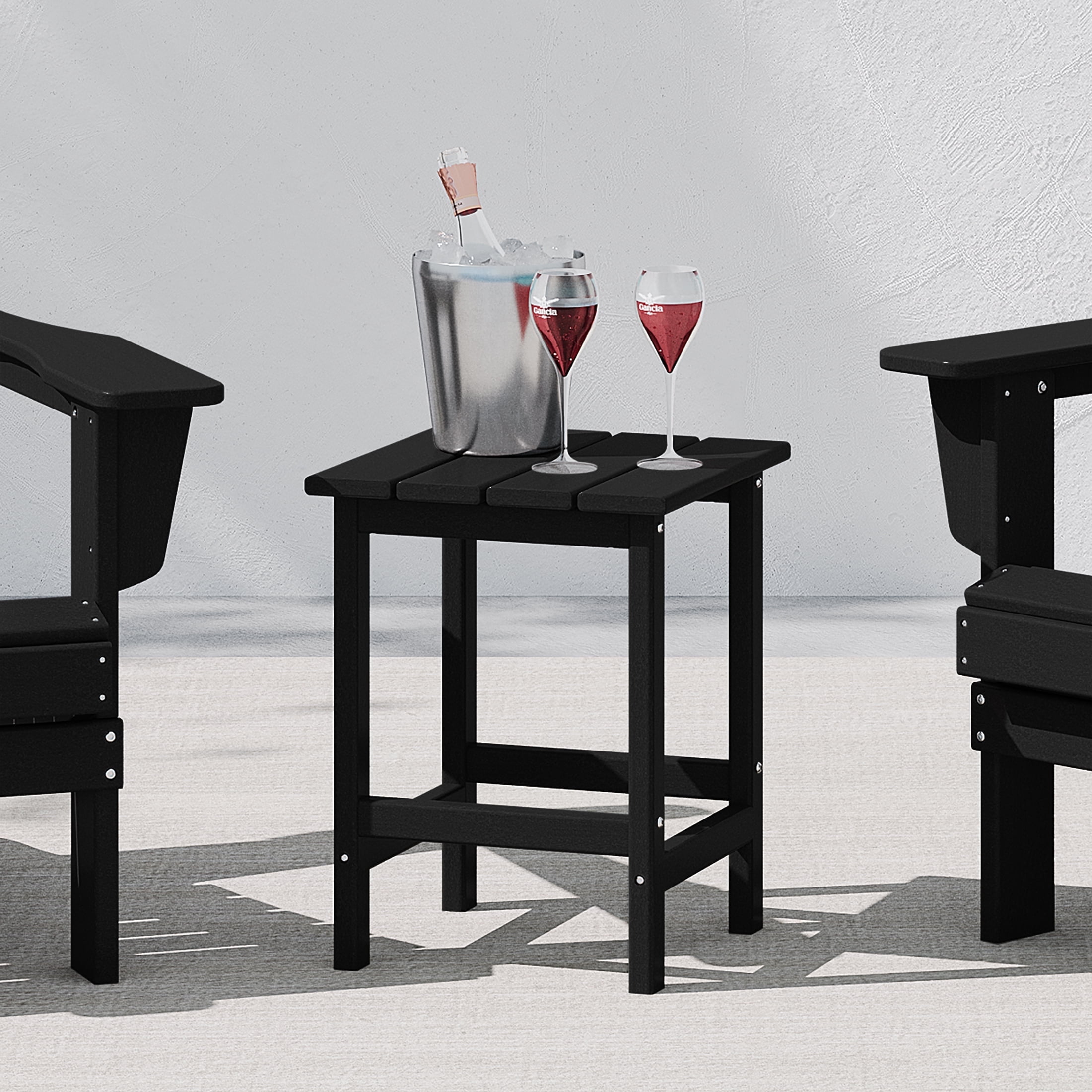 Walmart Coupons of WestinTrends Outdoor Side Table, All Weather Poly Lumber Adirondack Small Patio Table Square End Table for Pool Balcony Deck Porch Lawn Backyard, Black