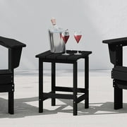 WestinTrends Outdoor Side Table, All Weather Poly Lumber Adirondack Small Patio Table Square End Table for Pool Balcony Deck Porch Lawn Backyard, Black