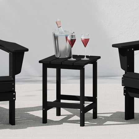 WestinTrends Outdoor Side Table, All Weather Poly Lumber Adirondack Small Patio Table Square End Table for Pool Balcony Deck Porch Lawn Backyard, Black