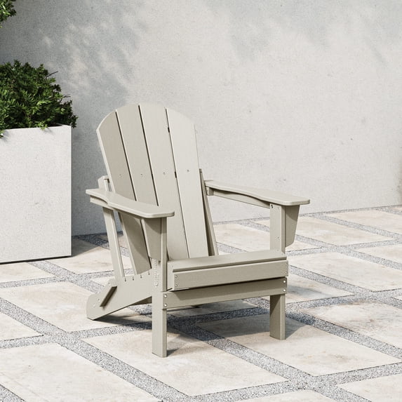 WestinTrends Outdoor Folding HDPE Adirondack Chair, Patio Seat, Weather Resistant, Sand Color
