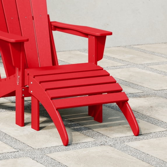 WestinTrends Malibu Outdoor Adirondack Ottoman – All-Weather Poly Lumber Folding Footrest for Patio Porch, Red