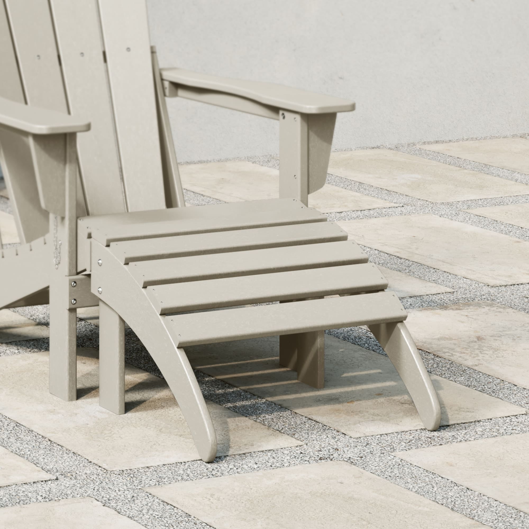 Sand Poly Lumber Folding Adirondack Ottoman Footrest
