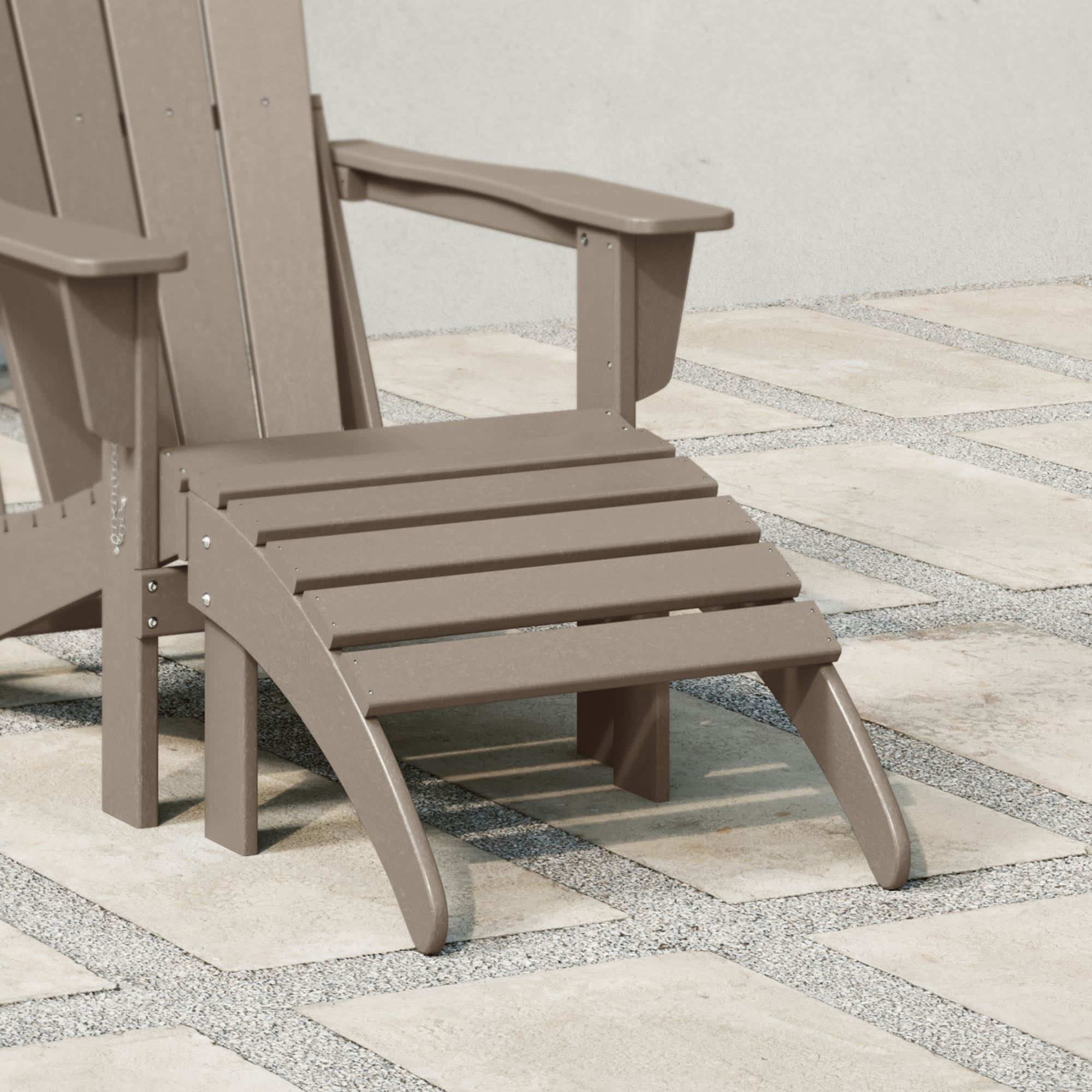 Weathered Wood Outdoor Adirondack Ottoman Footrest