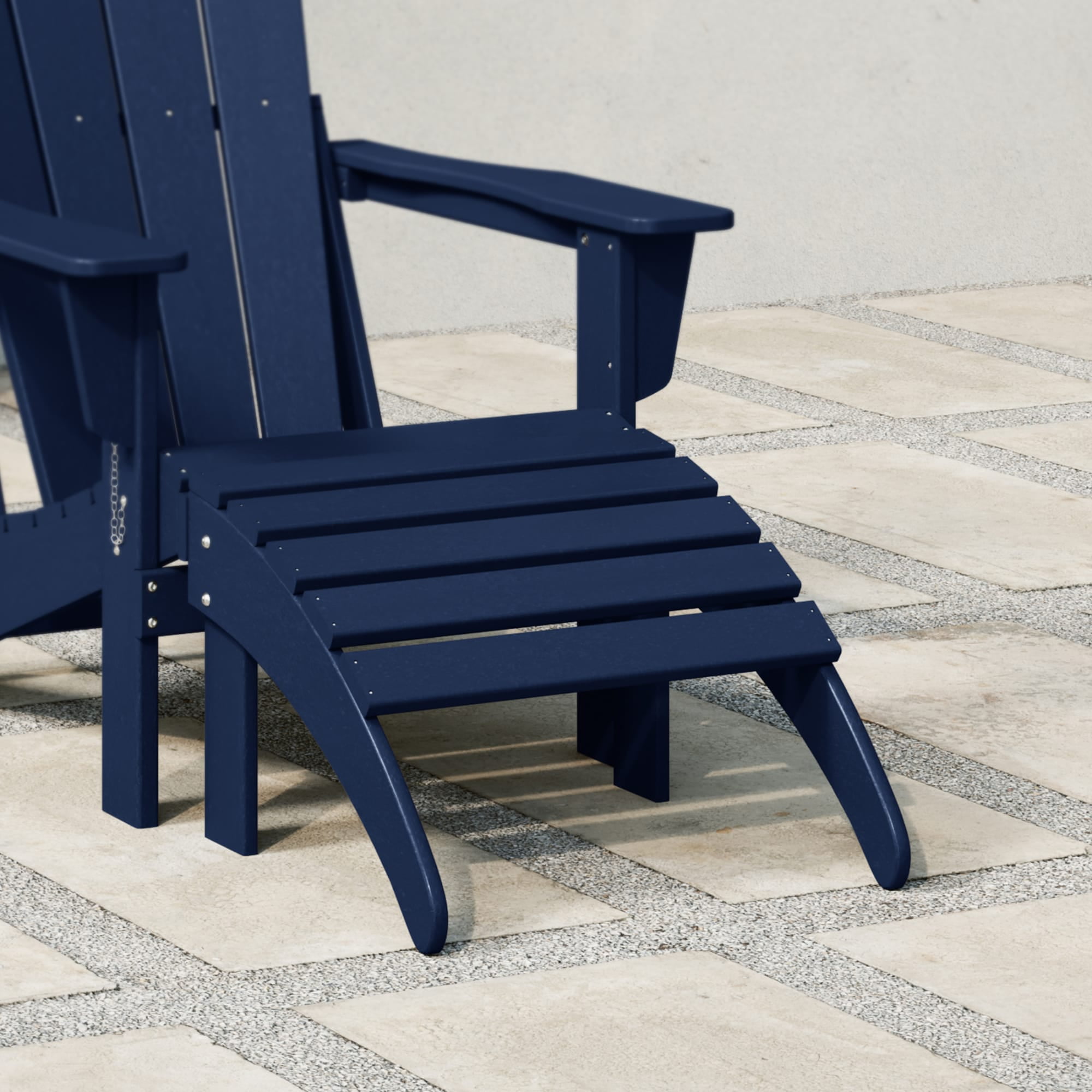 Navy Blue Classic Adirondack Outdoor Ottoman in HDPE