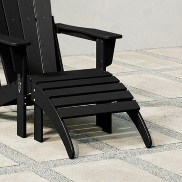 WestinTrends Outdoor Ottoman, Patio Adirondack Ottoman Foot Rest, All Weather Poly Lumber Folding Foot Stool for Adirondack Chair, Widely Used for Outside Porch Pool Lawn Backyard, Black