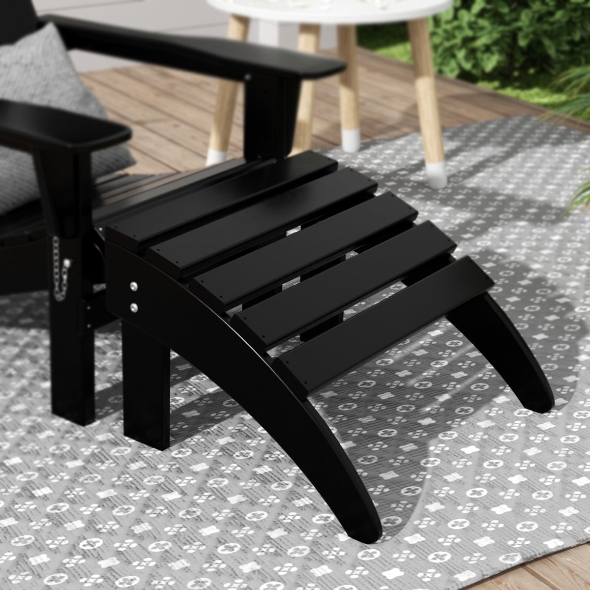 Walmart Saving of  WestinTrends Outdoor Ottoman, Patio Adirondack Ottoman Foot Rest, All Weather Poly Lumber Folding Foot Stool for Adirondack Chair, Widely Used for Outside Porch Pool Lawn Backyard, Black
