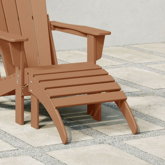 WestinTrends Outdoor Ottoman, Patio Adirondack Ottoman Foot Rest, All Weather Poly Lumber Folding Foot Stool for Adirondack Chair, Widely Used for Outside Porch Pool Lawn Backyard, Teak