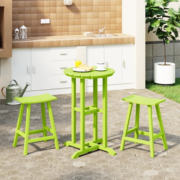 WestinTrends Outdoor Patio Counter Height Bar Stools Bistro Bar Table Set, Lime