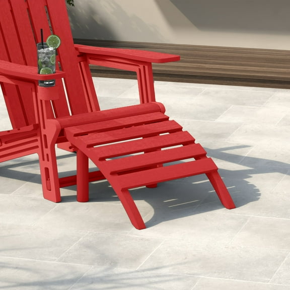 WestinTrends Outdoor Patio HDPE Adirondack Ottoman Footrest, Red