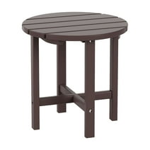 WestinTrends Outdoor Side Table, All Weather Poly Lumber Adirondack Small Patio Table Round End Table for Pool Balcony Deck Porch Lawn Backyard, Dark Brown