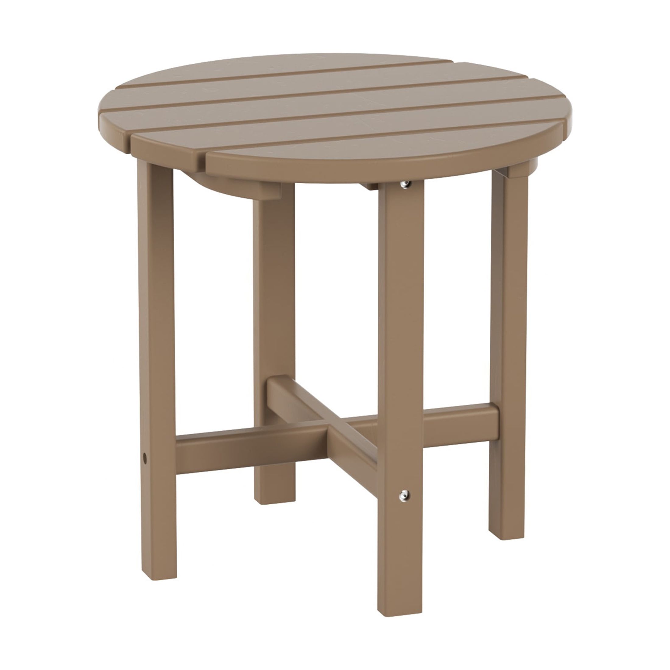 WestinTrends Outdoor Side Table, All Weather Poly Lumber Adirondack Small Patio Table Round End Table for Pool Balcony Deck Porch Lawn Backyard, Weathered Wood - image 1 of 7