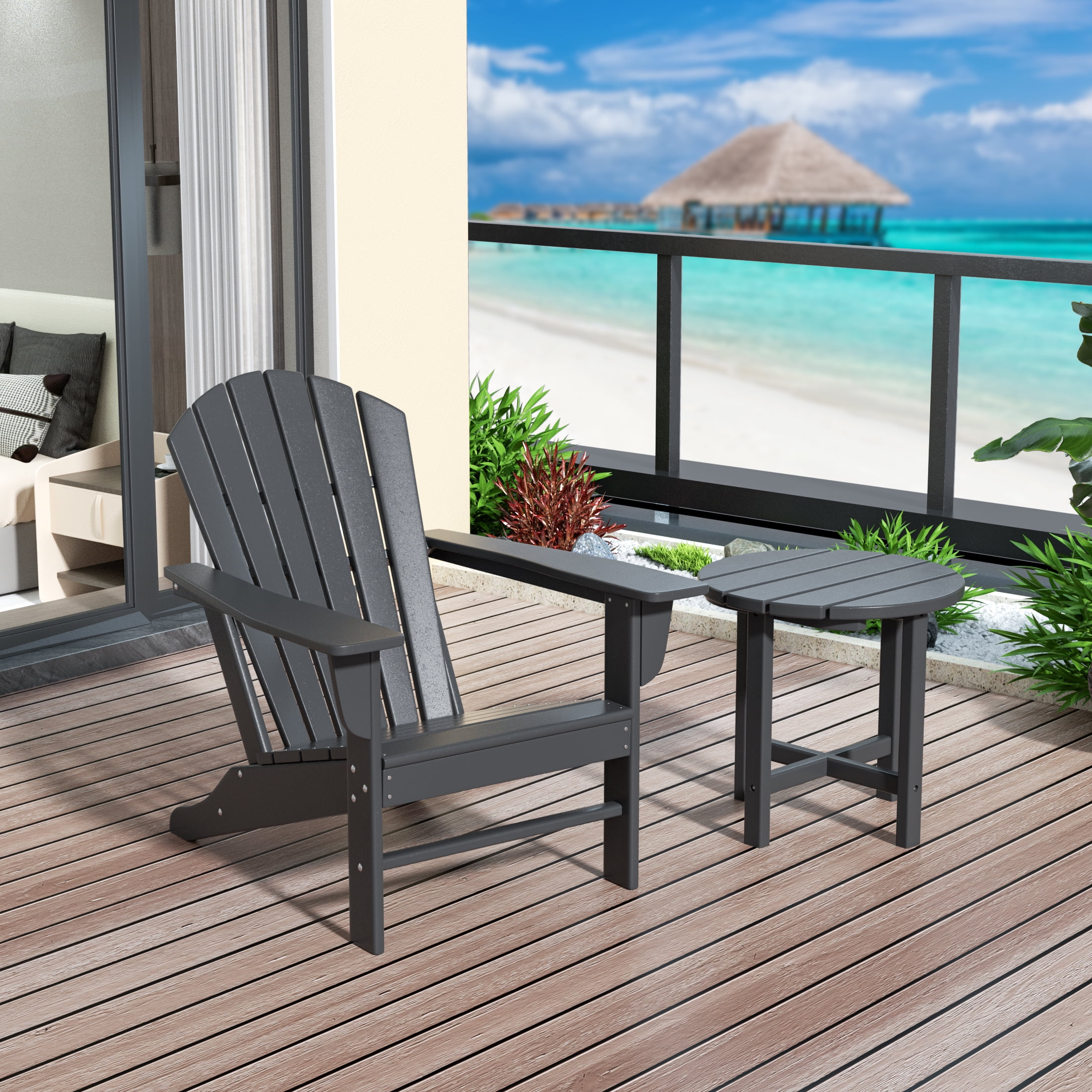 WestinTrends Round-Side Outdoor Table, Weather-Resistant Resin & HDPE  Plastic, Perfect for Patio & Balcony, Gray - Walmart.com