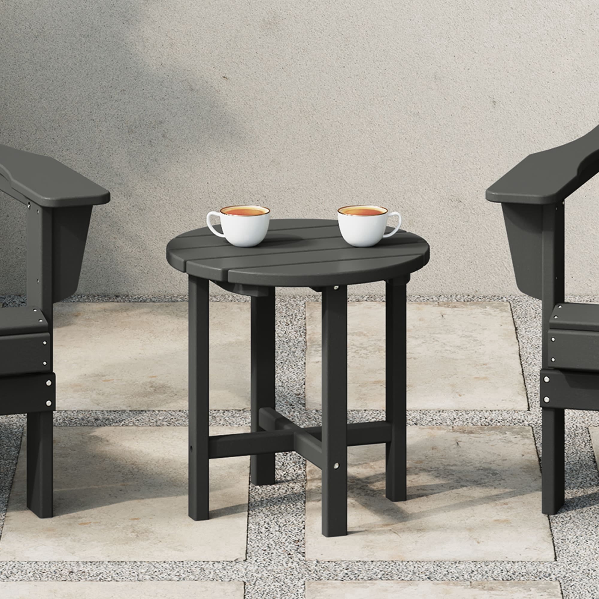 WestinTrends Malibu Outdoor Side Table – All-Weather Poly Lumber Adirondack Round Patio End Table, Gray