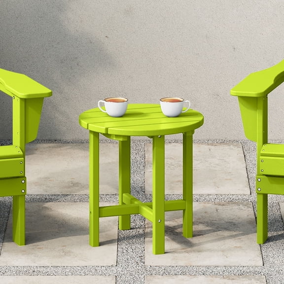 WestinTrends Malibu Outdoor Side Table – All-Weather Poly Lumber Adirondack Round Patio End Table, Lime