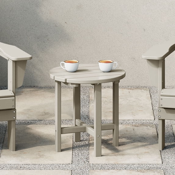 WestinTrends Malibu Outdoor Side Table – All-Weather Poly Lumber Adirondack Round Patio End Table, Sand